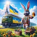 DALL·E 2024-03-16 21.59.44 - Envision a scene blending elements of support and celebration, where an Easter bunny, without any explicit symbols of peace, is delivering a Taurus ar.webp